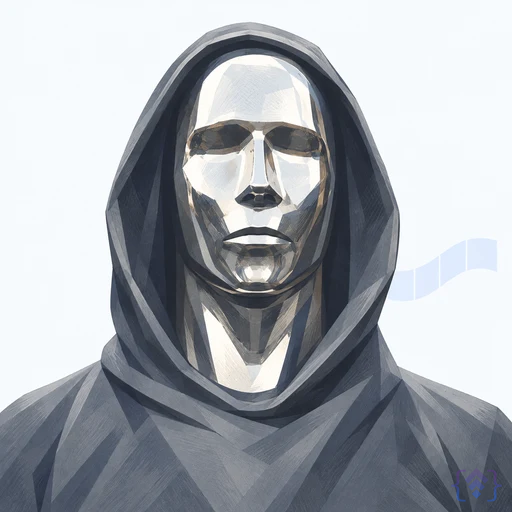 Illustration inspired by the hooded memorial sculpture honoring Satoshi Nakamoto, whose identity is unknown